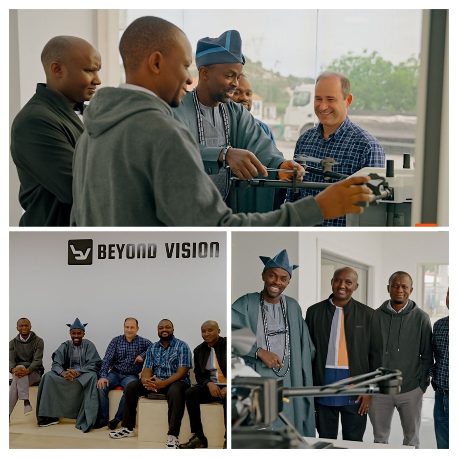 Prof. Aibinu with international drone robotics partners at Beyond Vision